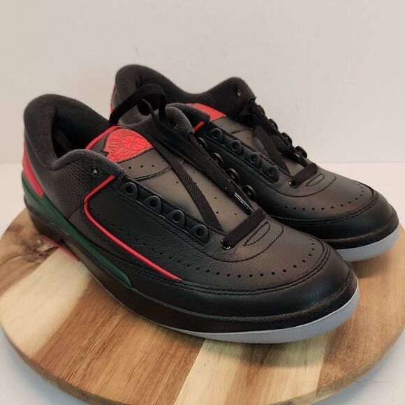 Air Jordan 2 Low Origins Men\'s Size 9.5 Black Fire Red and Fir Green main image 12